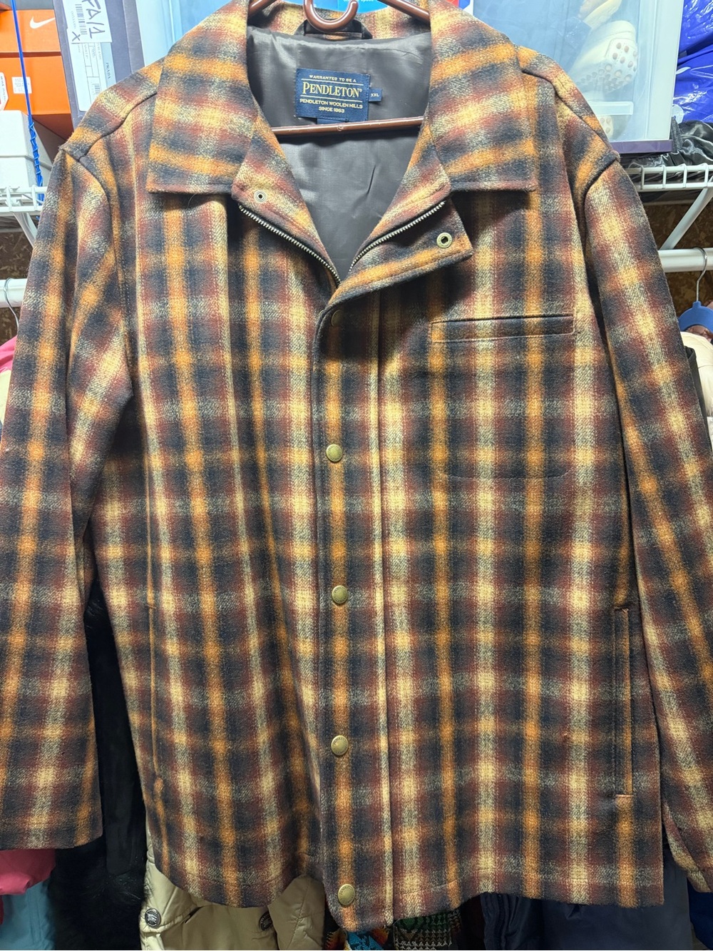 Pendleton Vintage Plaid Wool Snap Closure Utility Jacket